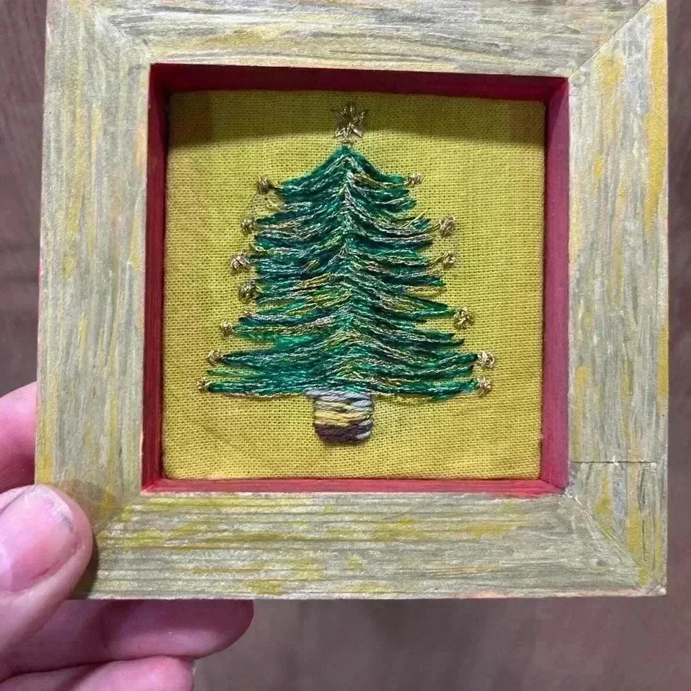 Handcrafted Green Christmas Tree Wall Art